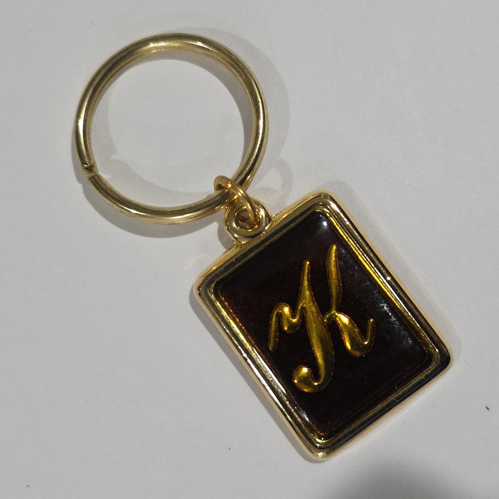 Gold Tone Rectangular Keychain with Initial "K" – Personalized Gift Accessory - Picture 4 of 8